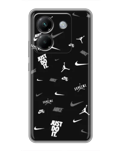 Чехол для Xiaomi Poco M7 Pro 5G с картинкой «Nike Black Pattern» Чехол для Xiaomi Poco M7 Pro 5G с картинкой «Nike Black Pattern»