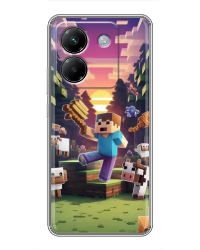 Чехол для Xiaomi Poco M7 Pro 5G с картинкой «Стив на ферме»