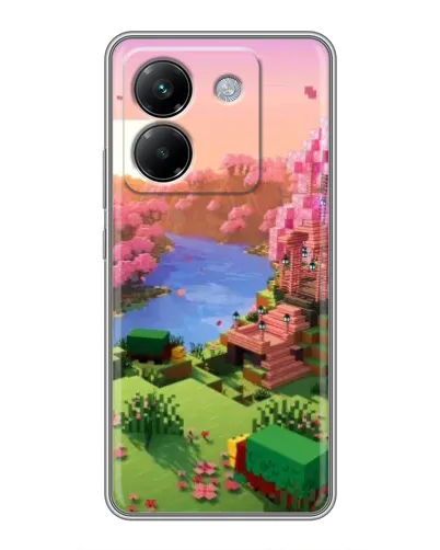 Чехол для Xiaomi Poco M7 Pro 5G с картинкой «Розовое дерево Minecraft»