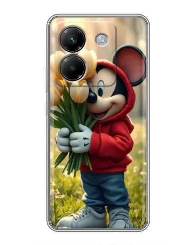 Чехол для Xiaomi Poco M7 Pro 5G с картинкой «Микки с тюльпанами»