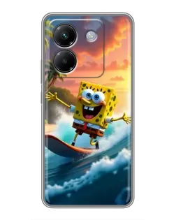 Чехол для Xiaomi Poco M7 Pro 5G с картинкой «Губка Боб серфингист»