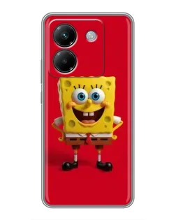 Чехол для Xiaomi Poco M7 Pro 5G с картинкой «Спанч Боб на красном»