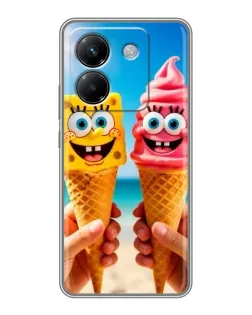 Чехол для Xiaomi Poco M7 Pro 5G с картинкой «Спанч Боб мороженое»
