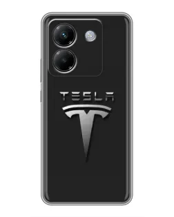 Чехол для Xiaomi Poco M7 Pro 5G с картинкой «Стальной логотип Tesla» Чехол для Xiaomi Poco M7 Pro 5G с картинкой «Стальной логотип Tesla»