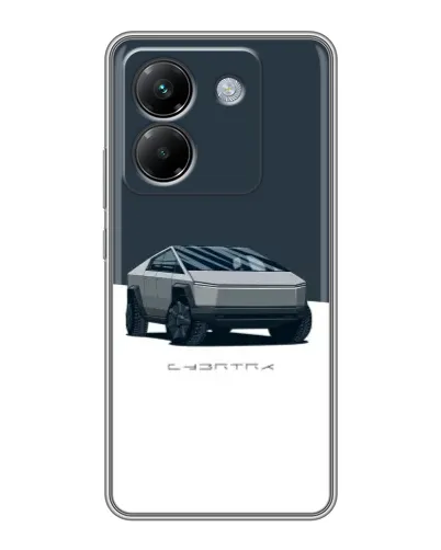 Чехол для Xiaomi Poco M7 Pro 5G с картинкой «Серебристый Cybertruck Tesla»