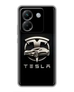 Чехол для Xiaomi Poco M7 Pro 5G с картинкой «Tesla — серебристое авто» Чехол для Xiaomi Poco M7 Pro 5G с картинкой «Tesla — серебристое авто»