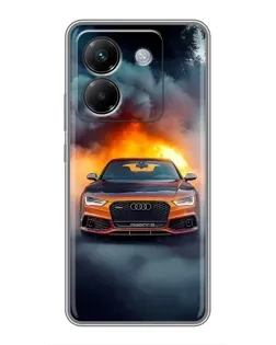 Чехол для Xiaomi Poco M7 Pro 5G с картинкой «Audi в огненном дыму»