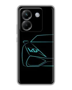 Чехол для Xiaomi Poco M7 Pro 5G с картинкой «Голубой силуэт Lamborghini»