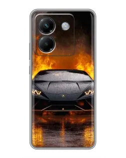 Чехол для Xiaomi Poco M7 Pro 5G с картинкой «Lamborghini в огне»
