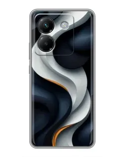 Чехол для Xiaomi Poco M7 Pro 5G с картинкой «Объемные черно-белые ленты»