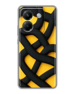 Чехол для Xiaomi Poco M7 Pro 5G с картинкой «Черное желтое переплетение»