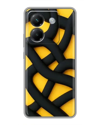 Чехол для Xiaomi Poco M7 Pro 5G с картинкой «Черное желтое переплетение»