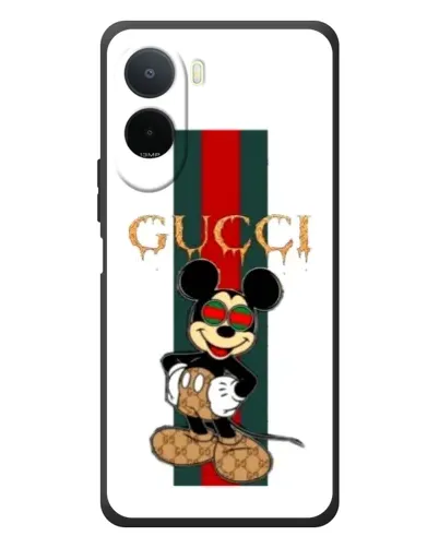 Чехол для Xiaomi POCO M7 с картинкой «Микки Маус Gucci — полосы»