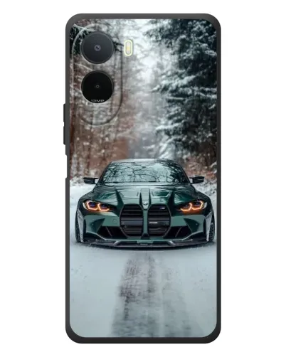 Чехол для Xiaomi POCO M7 с картинкой «BMW в зимнем лесу»