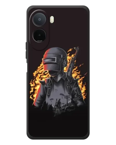 Чехол для Xiaomi POCO M7 с картинкой «PUBG — огненный силуэт»
