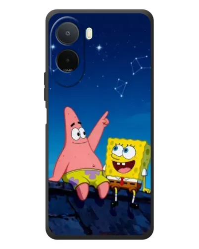 Чехол для Xiaomi POCO M7 с картинкой «Губка Боб и Патрик ночью»