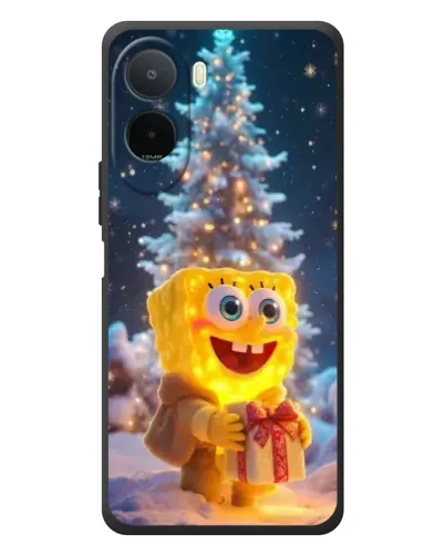 Чехол для Xiaomi POCO M7 с картинкой «Рождественский Спанч Боб»