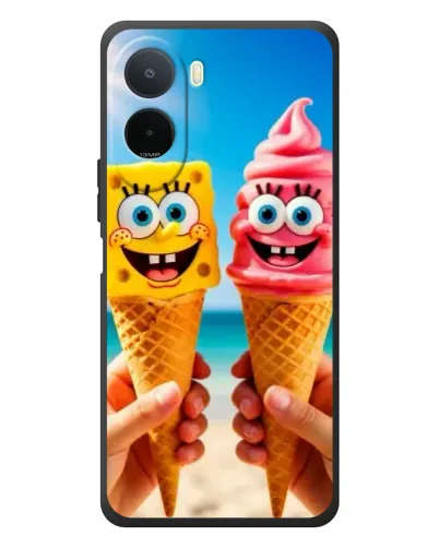 Чехол для Xiaomi POCO M7 с картинкой «Спанч Боб мороженое»