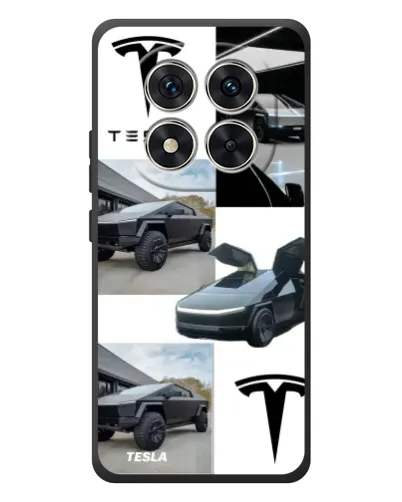 Чехол для Xiaomi Poco M8 Pro с картинкой «Коллаж Cybertruck Tesla»