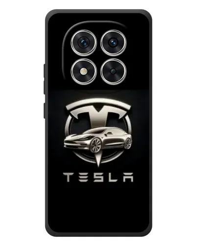 Чехол для Xiaomi Poco M8 Pro с картинкой «Tesla — серебристое авто»