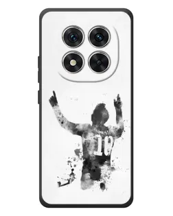 Чехол для Xiaomi Poco M8 Pro с картинкой «Черно-белый силуэт Месси»
