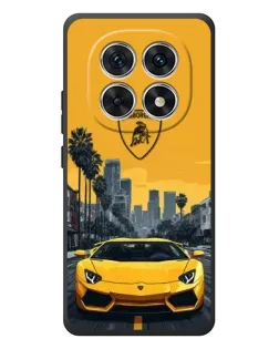 Чохол для Xiaomi Poco M8 з картинкою «Жовтий Lamborghini місто»