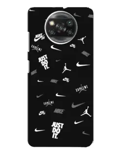 Чехол для Xiaomi POCO X3 Pro с картинкой «Nike Black Pattern»