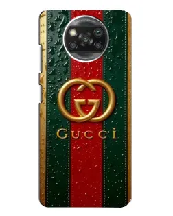 Чехол для Xiaomi POCO X3 Pro с картинкой «Gucci — фирменная полоса и золото»
