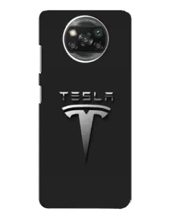 Чехол для Xiaomi POCO X3 Pro с картинкой «Стальной логотип Tesla»