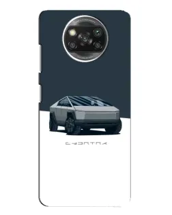 Чехол для Xiaomi POCO X3 Pro с картинкой «Серебристый Cybertruck Tesla»