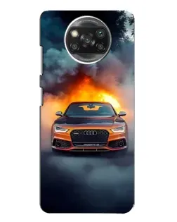 Чехол для Xiaomi POCO X3 Pro с картинкой «Audi в огненном дыму»