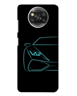 Чехол для Xiaomi POCO X3 Pro с картинкой «Голубой силуэт Lamborghini»