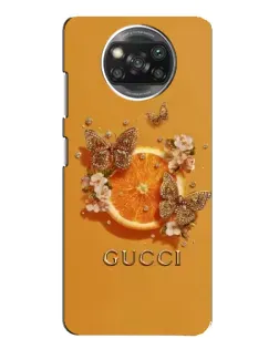 Чехол для Xiaomi POCO X3 с картинкой «Gucci — золотые бабочки»