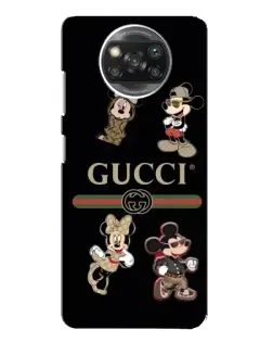 Чехол для Xiaomi POCO X3 с картинкой «Gucci — герои Disney и монограмма»