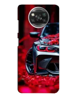 Чохол для Xiaomi POCO X3 з картинкою «Спортивна BMW та квіти»