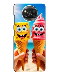 Чехол для Xiaomi POCO X3 с картинкой «Спанч Боб мороженое»