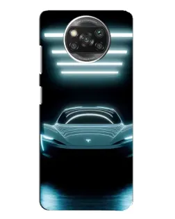 Чехол для Xiaomi POCO X3 с картинкой «Tesla в неоне»