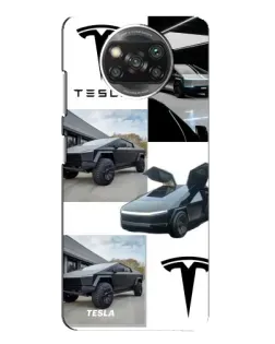 Чехол для Xiaomi POCO X3 с картинкой «Коллаж Cybertruck Tesla»