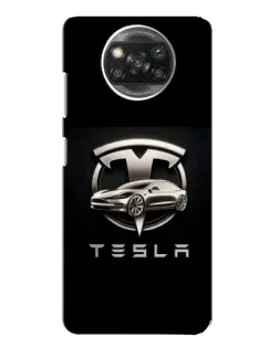 Чехол для Xiaomi POCO X3 с картинкой «Tesla — серебристое авто»