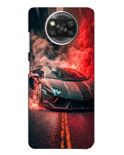 Чехол для Xiaomi POCO X3 с картинкой «Lamborghini красный дым»