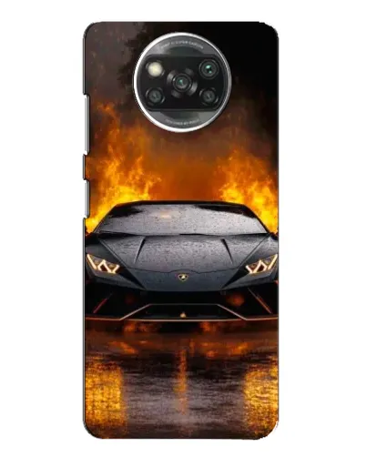 Чехол для Xiaomi POCO X3 с картинкой «Lamborghini в огне»