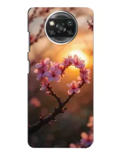 Чехол для Xiaomi POCO X3 с картинкой «Розовый цвет сердце на фоне заката»
