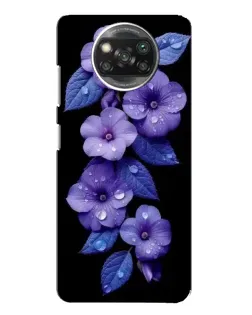 Чохол для Xiaomi POCO X3 з картинкою «Фіолетові квіти з росою»