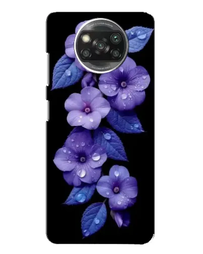 Чехол для Xiaomi POCO X3 с картинкой «Фиолетовые цветы с росою»
