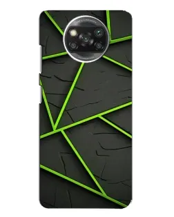Чехол для Xiaomi POCO X3 с картинкой «Зеленые геометрические линии»