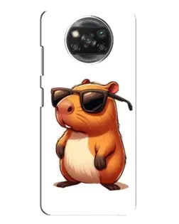 Чохол для Xiaomi POCO X3 з картинкою «Капібара в окулярах»