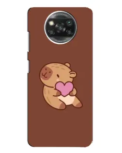 Чохол для Xiaomi POCO X3 з картинкою «Капібара з серцем»