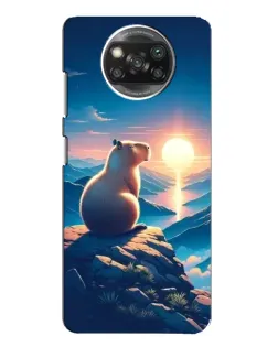 Чохол для Xiaomi POCO X3 з картинкою «Захід сонця з капібарою»