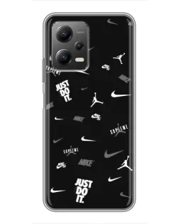 Чехол для Xiaomi POCO X5 (5G) с картинкой «Nike Black Pattern»
