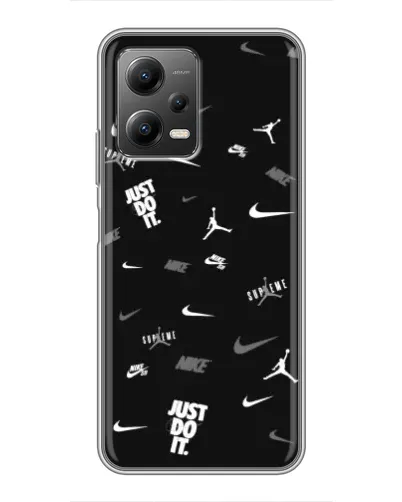 Чехол для Xiaomi POCO X5 (5G) с картинкой «Nike Black Pattern»